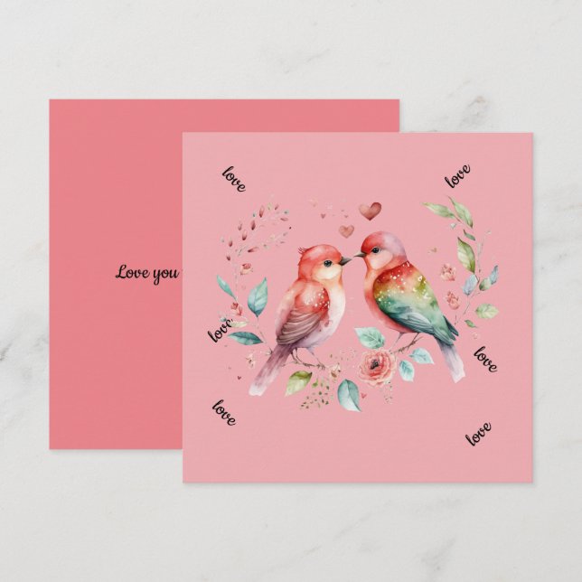 helgdag för Kärlekarna valentinlovenfåglar Julkort (Fram/baksida)