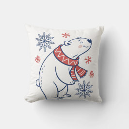 Helgdag för konstgjord Polar Bear Winter Kudde