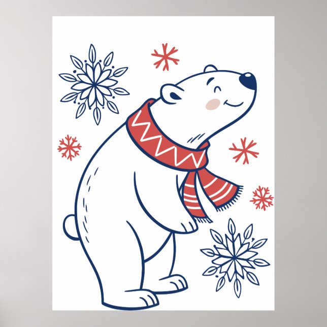 Helgdag för konstgjord Polar Bear Winter Poster (Framsidan)