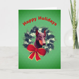 Helgdag för kransbubbla i jultomten Doberman Helgkort