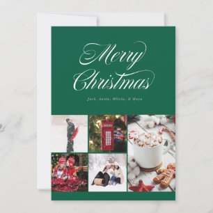 Helgdag för kursiv Grönt för multifoto-Söt Julkort