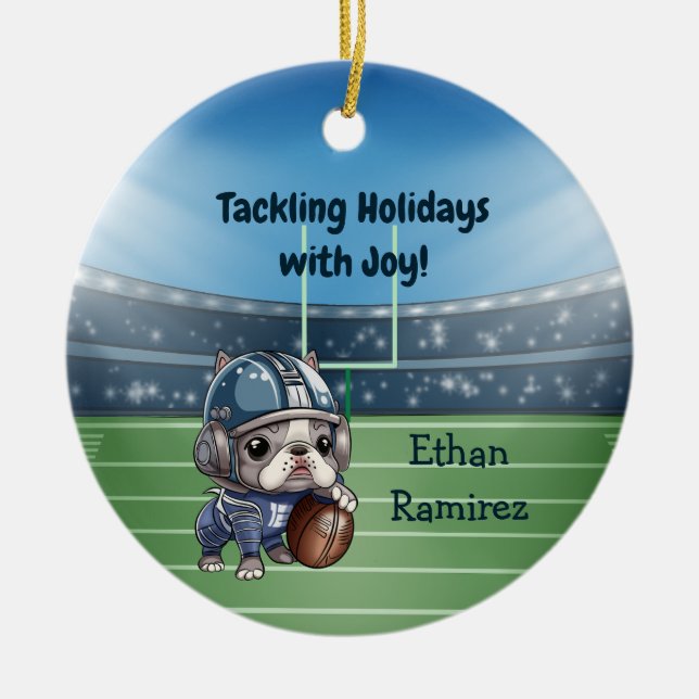 Helgdag för kvartsparter i Fransk av kutym Tecknad Julgransprydnad Keramik (Framsidan)