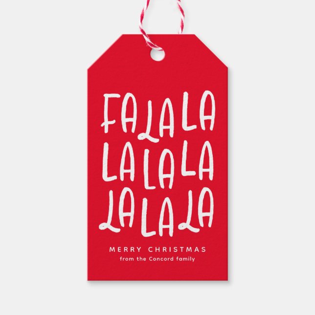 Helgdag för ljus roligt röd personlig jul presentetikett (Framsidan)