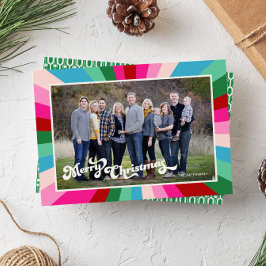 Helgdag för ljusa färger och retro-teckensnitt i j julkort