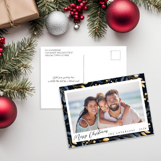 Helgdag för Löv av elegant Blue och Guld Vintage Helg Vykort