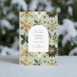 Helgdag för lyxGrönt Guld-snöflakkort för Elegant