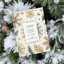 Helgdag för lyxGrönt Guld-snöflakkort för Elegant