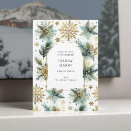 Helgdag för lyxGrönt Guld-snöflakkort för Elegant