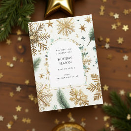 Helgdag för lyxGrönt Guld-snöflakkort för Elegant
