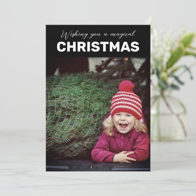 Helgdag för magiskt julfotto julkort (Stående Fram)