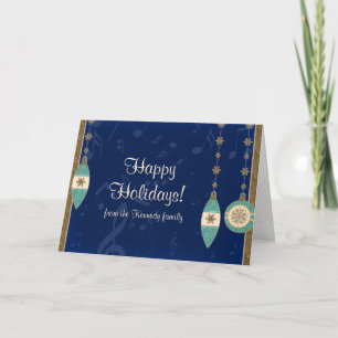 Helgdag för marinblått julprydnadsblad helgkort