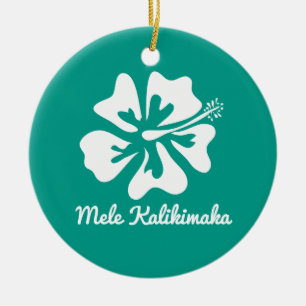 Helgdag för Mele Kalikimaka hawaiansk blommajul Julgransprydnad Keramik