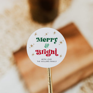 Helgdag för Merry och Bright julklapp Runt Klistermärke