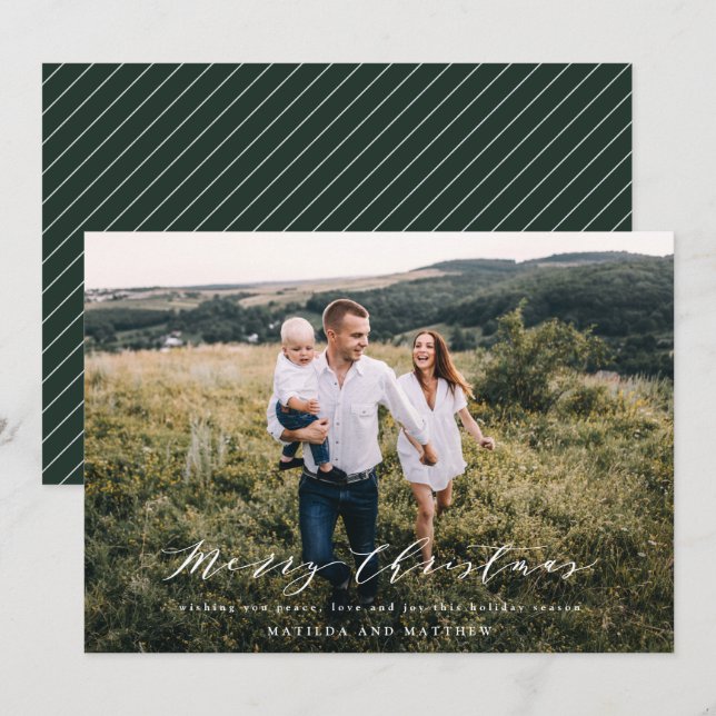 Helgdag för minsta elegant för fotojulskript julkort (Fram/baksida)