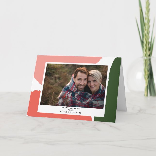 helgdag för modern abstrakt rosa grönt kort (Framsida)