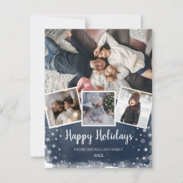 Helgdag för multifotokollage med blå snöflingor julkort