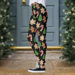 Helgdag för Noveltyn Julkookies Leggings<br><div class="desc">Julkaka,  mönster,  med julgran-kaka,  candy cane,  snöflingor och pepparkaksgubbe. De kommer att gå perfekt med din fula svettare</div>