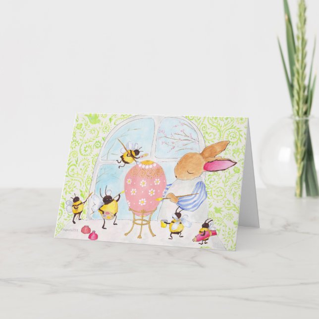 helgdag för påskhare och bin helgkort (Framsida)