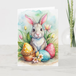 Helgdag för påskhare och målade ägg helgkort