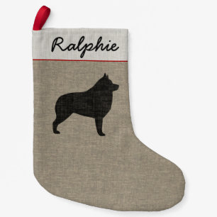 Helgdag för personlig för SchipperkehundSilhouet Liten Julstrumpa