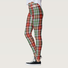 Helgdag för pläd för lantlig landjul röd grön leggings