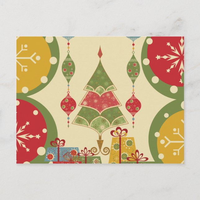 Helgdag för presenter för julgranprydnadgåvor helg vykort (Framsida)