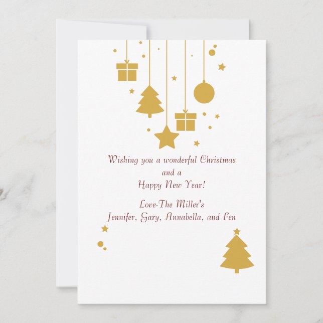 Helgdag för prydnadsjul i guld julkort (Framsida)