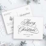 Helgdag för Romantic God jul Script Vykort<br><div class="desc">Det här enkla julkortet har elegant och romantisk,  snabbt kalligrafibrev med en vinter-berusbukett och anpassningsbar på baksidan. Om du vill ha en mer avancerad anpassning av den här designen klickar du på BLUE DESIGN VERKTYG ovan!</div>