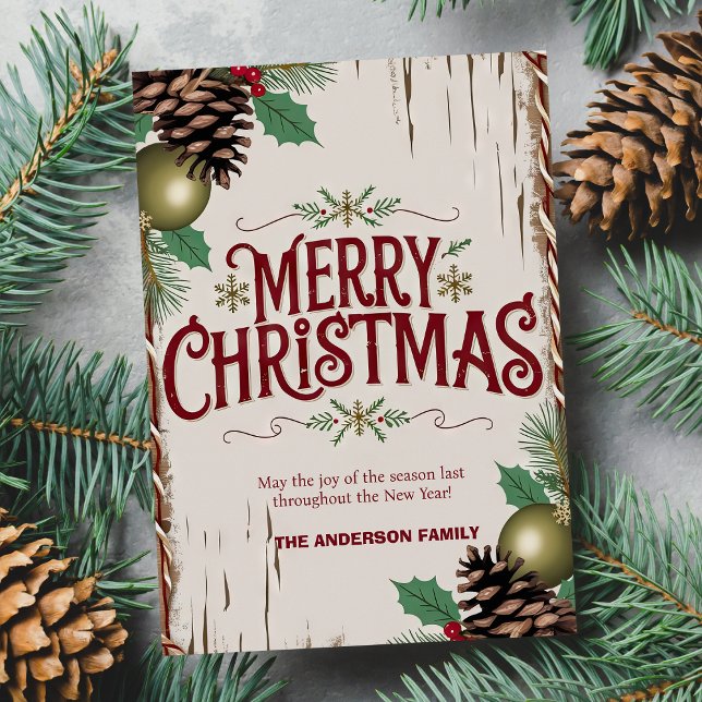 Helgdag för Rustic God jul Blommigt Inbjudningar (Rustic Merry Christmas Floral Holiday Card)