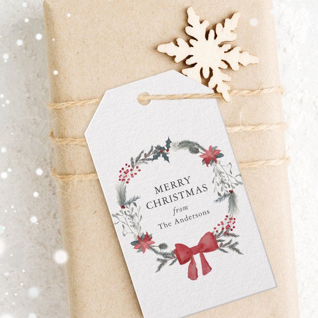 Helgdag för rustiska julfransar presentetikett (Skapare uppladdad)