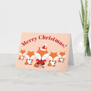 Helgdag för Santa Fox-djur God jul Helgkort