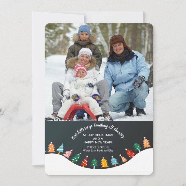 helgdag för skogsfoto i julgran julkort (Framsida)