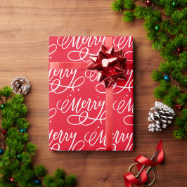Helgdag för sparsam Bubly Script Merry Presentpapper
