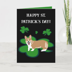 Helgdag för St. Patrick-Day Corgi-Valpen Tack Kort