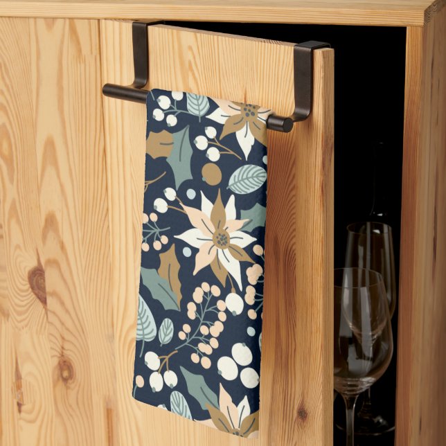 Helgdag för svart bakgrund kökshandduk (Thirds Fold)