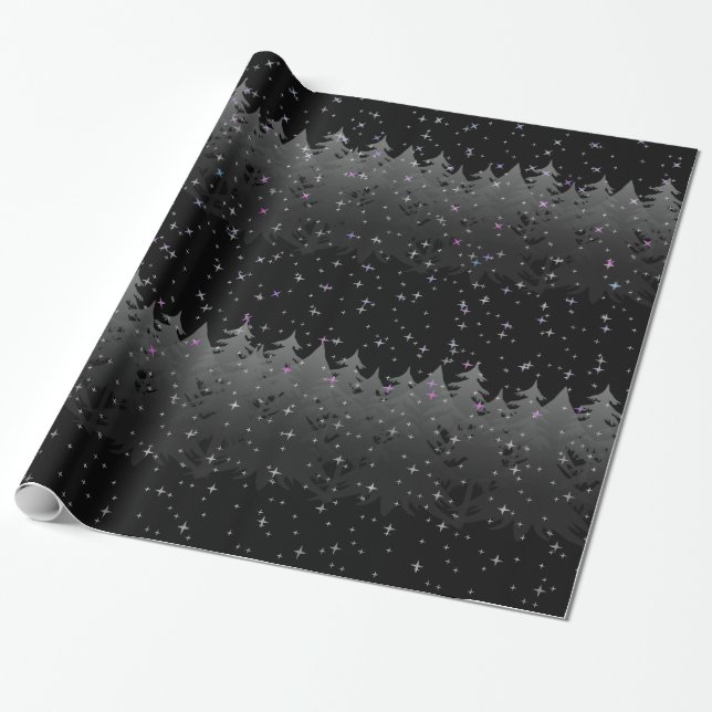 Helgdag för svart för grått för snö för träd för presentpapper (Utrullad)