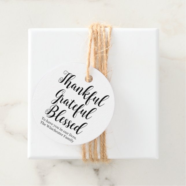 Helgdag för tacksamt skript för välsignad anpassni gåvor etiketter (På plats)