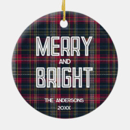 Helgdag för Tartan-familjens foto för Merry & Brig Julgransprydnad Keramik