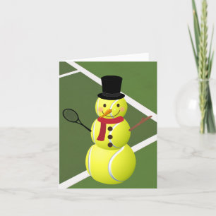 Helgdag för tennis Boll Snögubbe och jul Helgkort