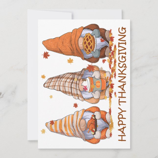 Helgdag för thanksgiving Gnomes Julkort (Framsida)