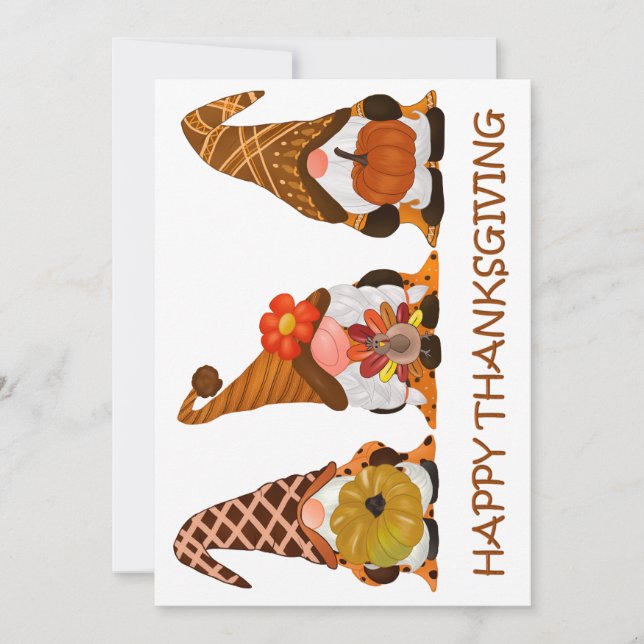 Helgdag för thanksgiving Gnomes Julkort (Framsida)