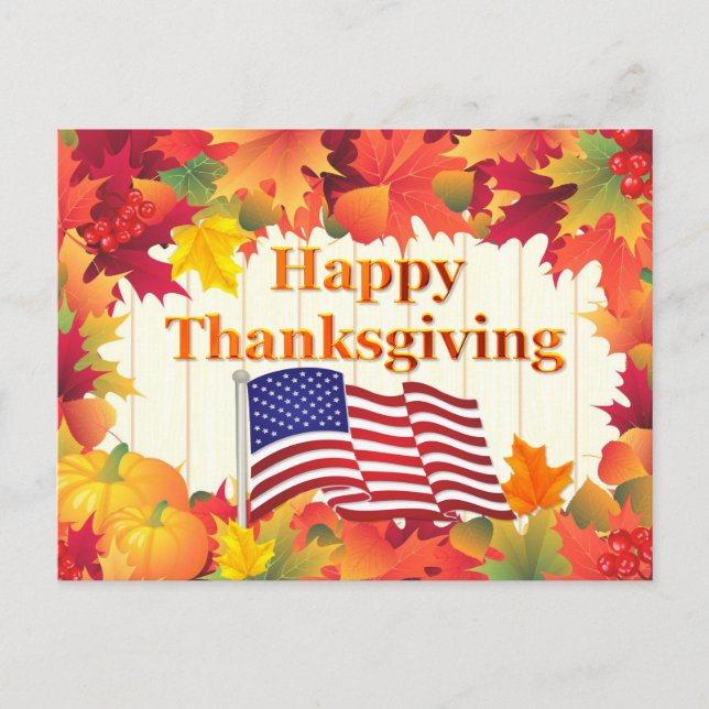 Helgdag för Thanksgivingen Höst löv och Turkiet Helg Vykort (Framsida)