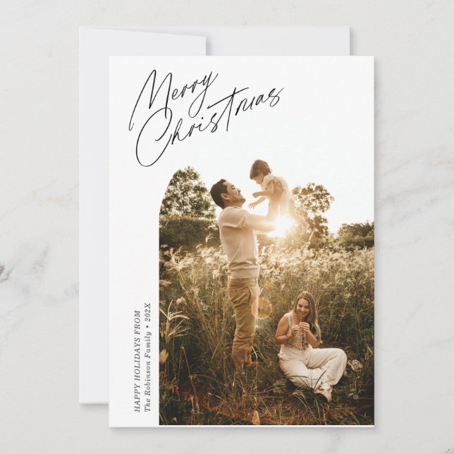 helgdag för tunt skript, jultomarbild julkort (Framsida)