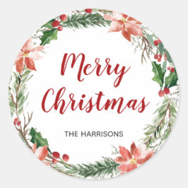 Helgdag för vattenfärg Juldag  för andningsfrö Anp Runt Klistermärke