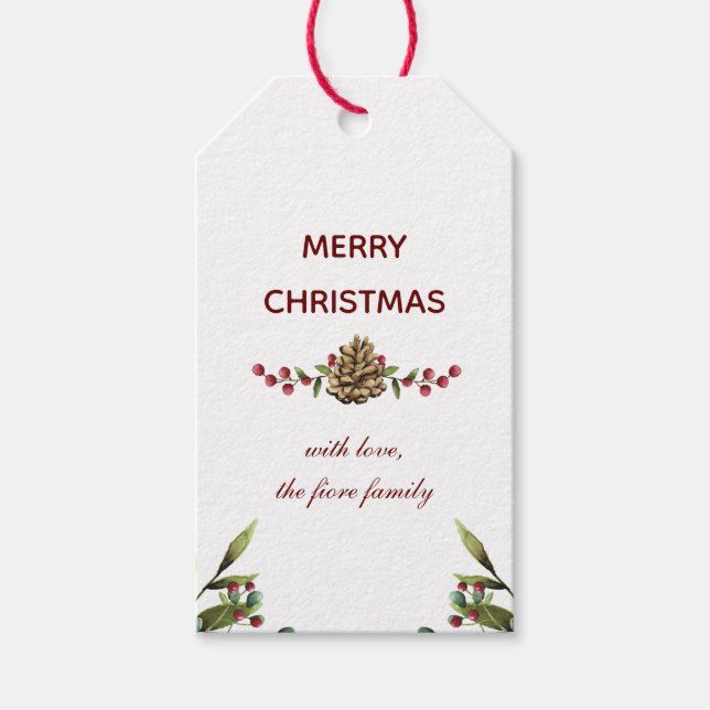 Helgdag för vinterfärg jul Cherry Presentetikett (Framsidan)