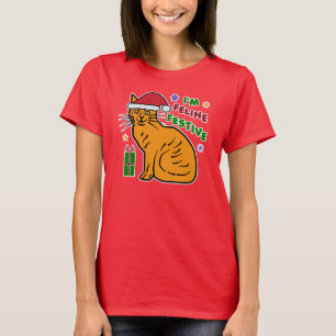 Helgdag för vits för rolig julkattkattdjur festl t shirt