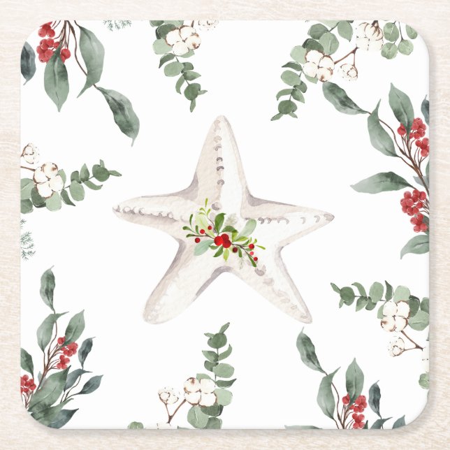 Helgdag för vitstjärt Beach Underlägg Papper Kvadrat (Framsidan)