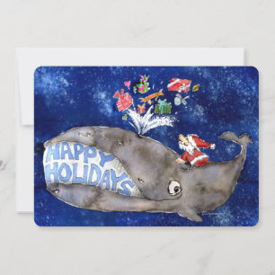 Helgdag för Whale Önskemål Tecknad Julkort