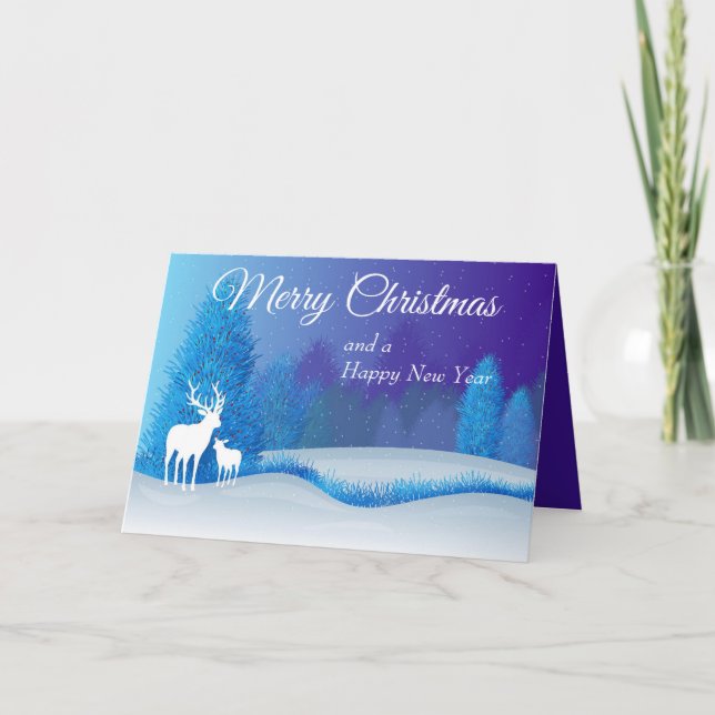 Helgdag Forest med Reindeer Helgdag Card Helgkort (Framsida)