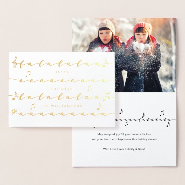 Helgdag Foto för julfamiljen Sång Fa La Music Folierat Kort (Display)